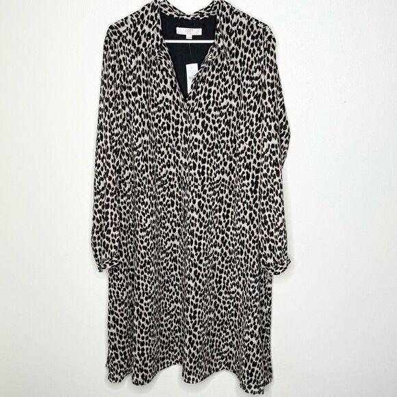 The Loft Animal Print Button Down Dress NWT - Women’s US 20 Plus - Picture 1 of 7